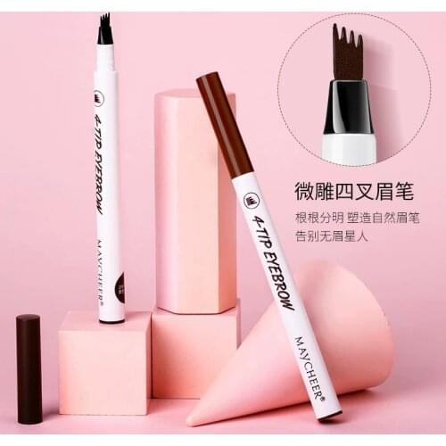 Make-up Liquid Quadrupos Long-lasting Water Eyebrow Pen Four Micro-carved Liquid Eyebrow Waterproof Anti-sweat Eyebrow Pen