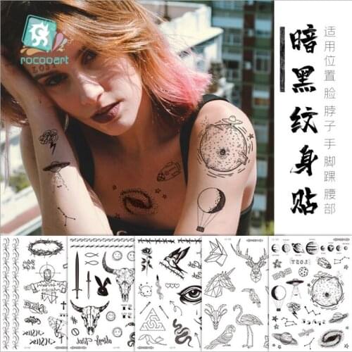 Waterproof Temporary Tattoos For Men Fake Sticker Sleeve Body Art Face Back Bull Skull Eye Animal Stuff Transfer Stickers T1886