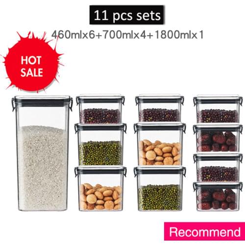 460-1800ml Different Capacity Plastic Sealed Cans Kitchen Storage Box Transparent Food Canister Keep Fresh New Clear Container