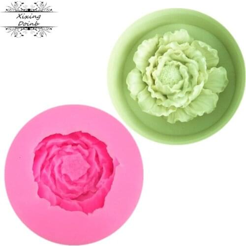 3D peony shape silicone soft candy mold cake decoration tools candy chocolate soap mold