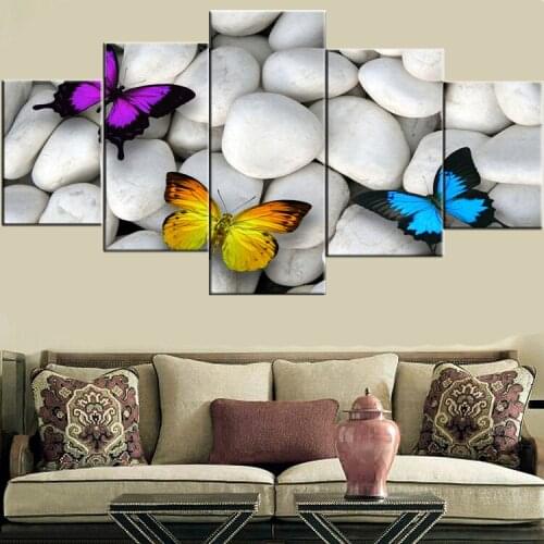 5 Pieces/set The Butterfly On Stones Wall Art Canvas Picture Cuadros Oil Painting Decorative Wall Pictures For Living Room