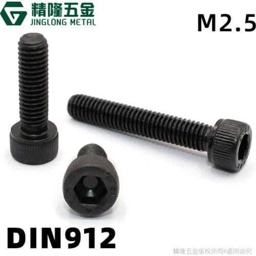 50pcs Hex Socket Head Cap Screw Metric Thread M2.5*4-30 Inside Hexagon Machine Allen Bolt Black 12.9 Grade Alloy Steel DIN912