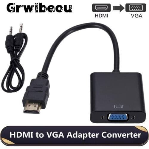 HDMI-compatible to VGA Adapter Converter with 3.5mm Audio Cable Adapter 1080P Video Output for PC Laptop TV Monitor Projector