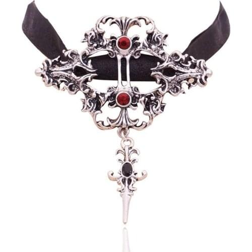 Halloween Christmas Accessories Gothic Punk Sexy Black Red Lace Pendant Necklace Anime Cosplay Elegant Jewelry Accessories 2021