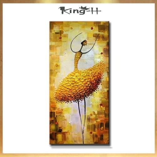 Free shipping Handmade modern abstract gold Ballet dancing girls oil painting On Canvas wall art home decor for bedroom unframed