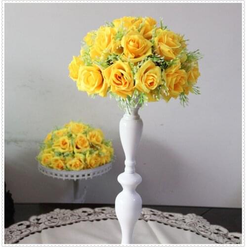 Free shipBride holding -yellow- 25cm*15pcs New arrival 2015 wedding kissing flower ball party decoraion Hotel Arcade ornaments