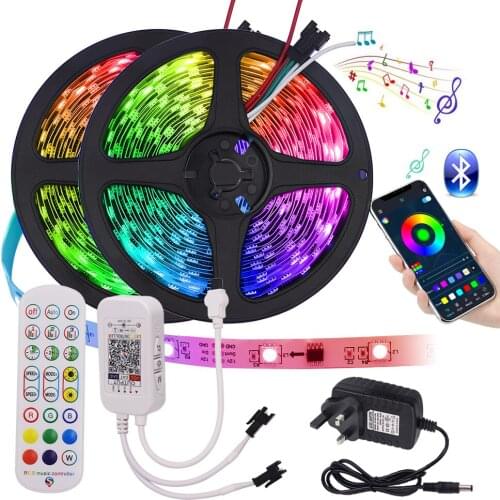 Bluetooth Music RGB LED Strip 12V WS2811 60 Pixel Dream Color Individually Addressable Flexible Tape Waterproof Smart Lighting