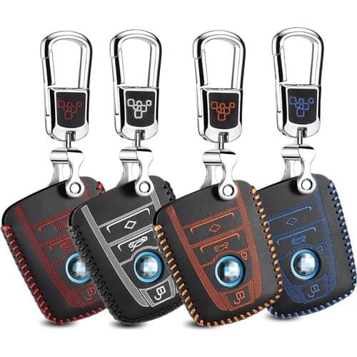 Car Key Case Cover for bmw i3 i8 2014 2016 2017 2018 genuine leather car remote key chain holder keychain