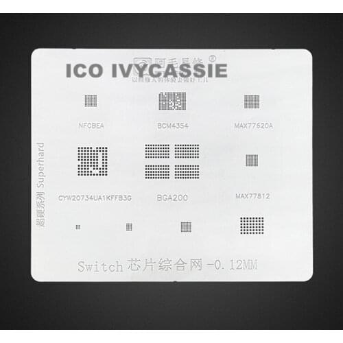 For Switch IC BGA Stencil BGA200 NFCBEA BCM4354 MAX77620A 77812 Reballing Solder Ball Tin Plant Net Amaoe Square Hole