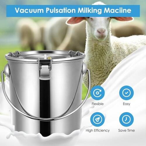 5L Electric Milking Machine For Cattle Goat Pulsating Milking Machine Stainless Steel Milker Bucket Farm Livestock Tools New