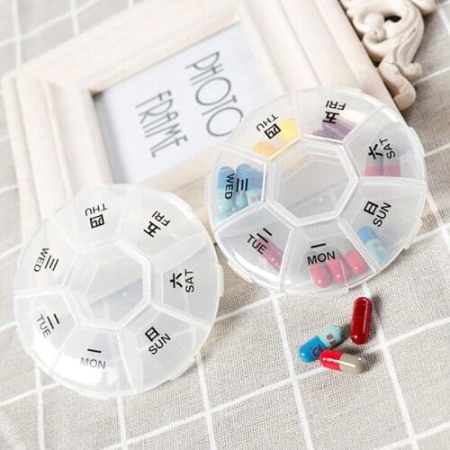 Travel Pill Case Weekly Rotating Pill Box Splitter Pill Organizer Medicine Box Cutter 7 Day Pill Container