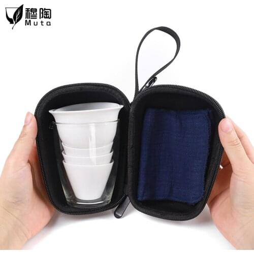 Porcelain Service Gaiwan Tea Cups Mug of Tea Ceremony Teapot,Chinese Portable Kung Fu Travel Tea Set, Ceramic Teacup with bag