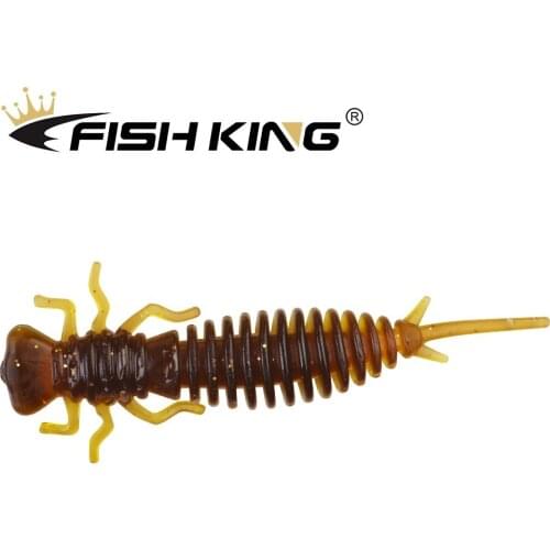 FISH KING Larva Soft Lures 50mm 76mm 89mm Odor Attractant Fishing Worm Silicone Bass Pike Swimbait Jigging Carp Artificial Baits