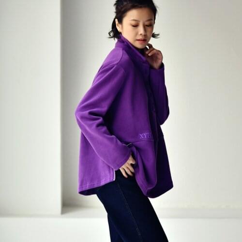 MICOCO R9115C Leisure art three-dimensional clipping loose letters embroidered Square neck pullover fleece