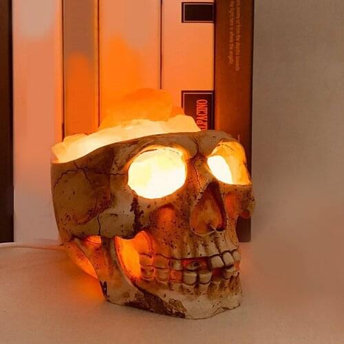 3D Himalayan Salt Lamp , Decorative LED Skull Lamp Nightlight with Dimmer Switch, Unique Birthday Gift, Home Bar Ornament