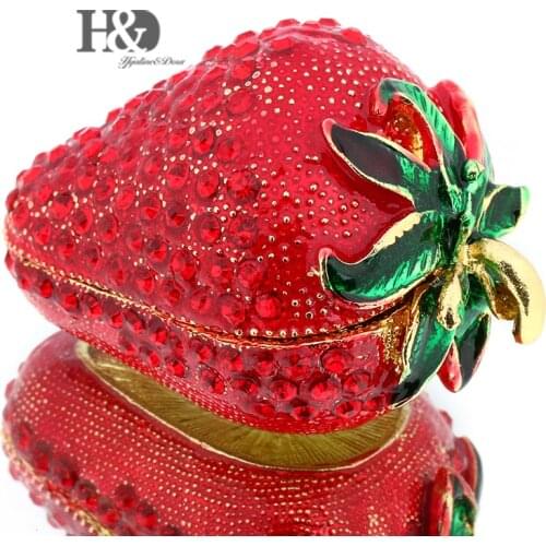 H&D 2.4'' Hinged Trinket Box For Girls, Handmade Red Strawberry Trinket Boxes Decorated for Women (red strawberry) Xmas Gifts