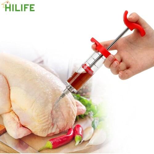 HILIFE Cooking Sauce Injection Tool BBQ Meat Syringe Marinade Injector Poultry Turkey Chicken Flavor Syringe
