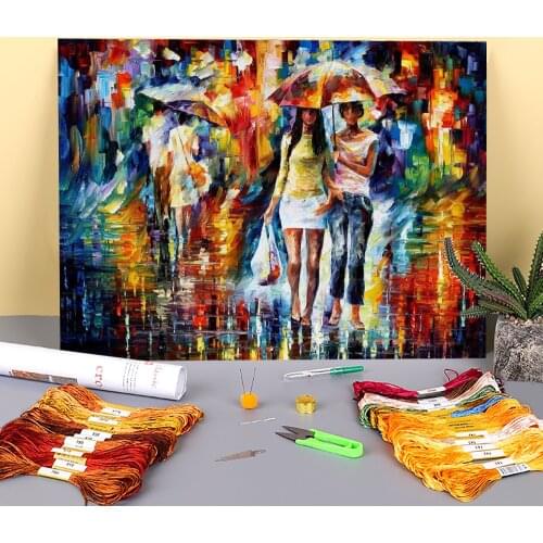 Going Shopping Printed Canvas 11CT Cross Stitch Embroidery Full Kit DMC Threads Painting Handiwork Handmade Hobby Floss