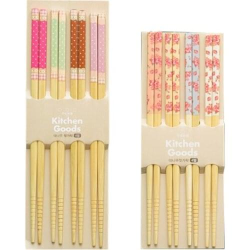 4Pairs Chinese Chopsticks Elegant Flower Antiskid Natural Japanese-style Sushi Chop sticks Tableware Dinnerware 100Set