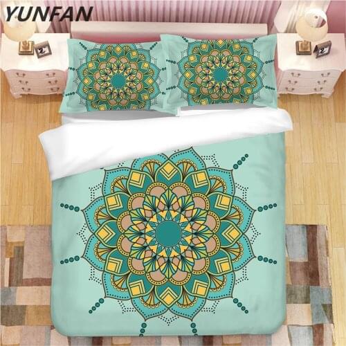 3D Mandala Bedding Set White green Duvet Cover With Pillowcases Flower twin queen king Bedclothes Bohemian 3-Piece Bedspreads