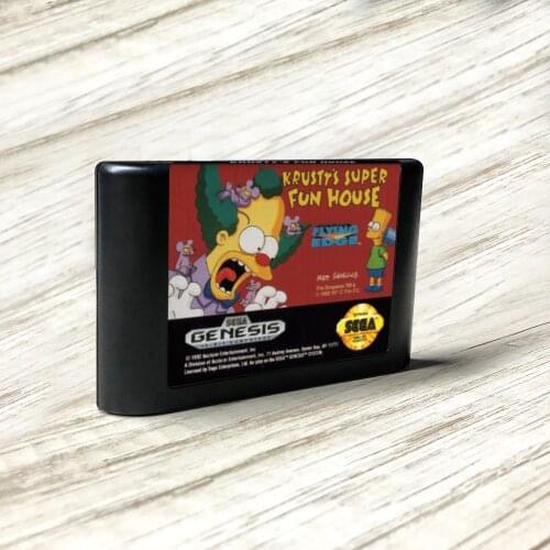 Krustys Fun House - USA Label Flashkit MD Electroless Gold PCB Card for Sega Genesis Megadrive Video Game Console