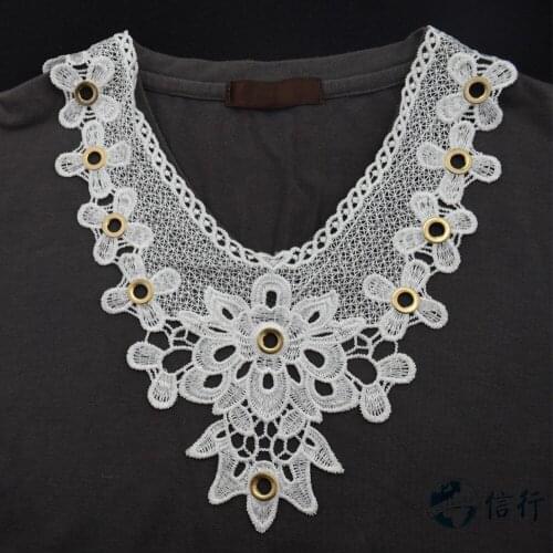 Lace false collar white embroidered fake lace collar trim diy women applique sewing supplies african guipure lace collars #3530