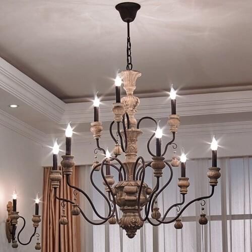 Parlor Retro Chandelier lamp traditional salon hanging led candle light for Bedroom Dining Room sitting room branch light lustre
