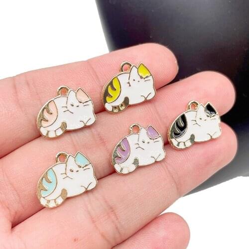Cute Dripping Oil Cat Animal Small Pendant Fashion Enamel Alloy Charm For Jewelry Making Supplies DIY Earrings Bracelet Findings