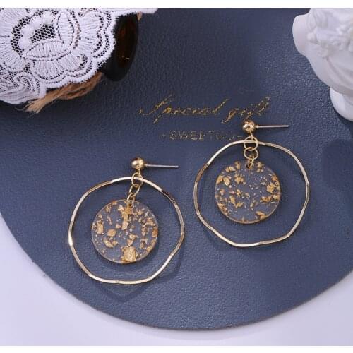 New Korean Trendy Earrings Simple Vntage Geometric Wave Circle Earrings Female Gold Foil Earrings 2021 Fashion Jewelry Gifts