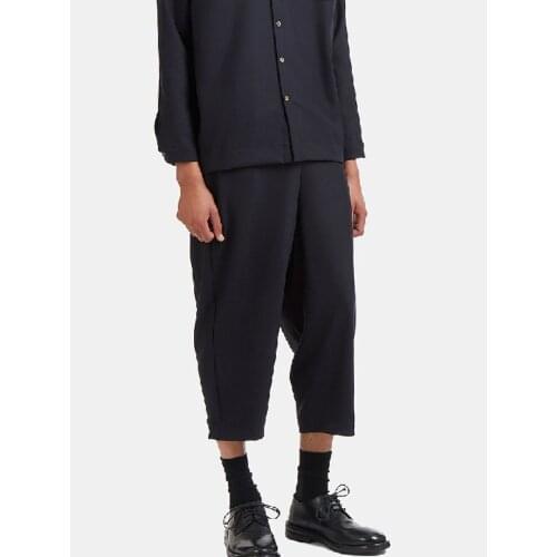 Mens casual pants spring and summer mens loose seven minute pants youth fashion urban trend black straight leg pants