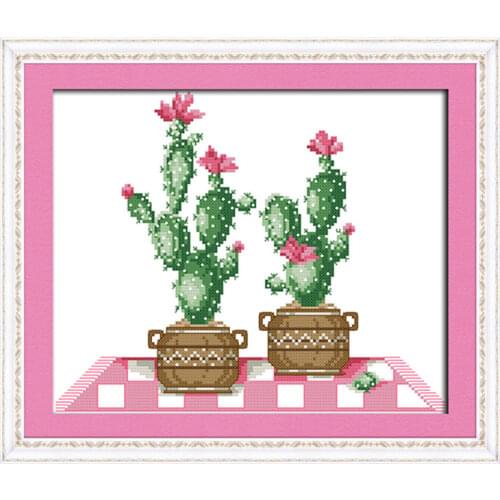Cactus three cross stitch kit aida 14ct 11ct count printed canvas stitches embroidery DIY handmade needlework