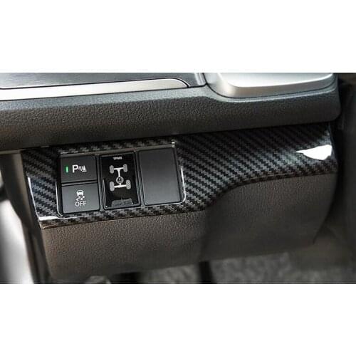 Carbon Fiber ABS Car Interior Front Light Lamp Adjust Switch Panel Frame Trim Sticker For Honda Civic 2016 2017 LHD