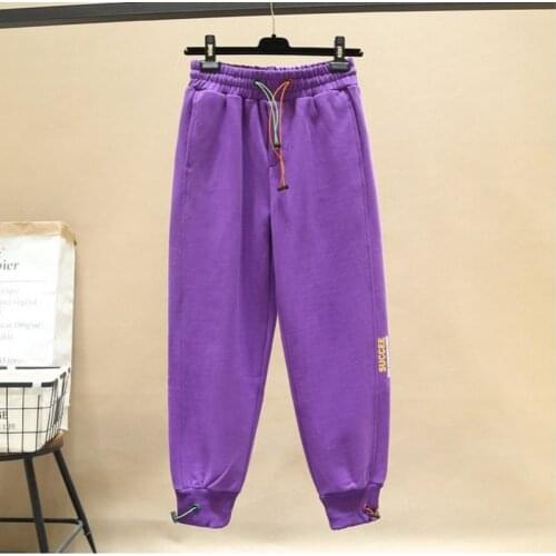 Spring Autumn New Korea Fashion Women Elastic Waist 100% Cotton Harem Pants All-matched Casual Loose Sport Pants Plus Size S706