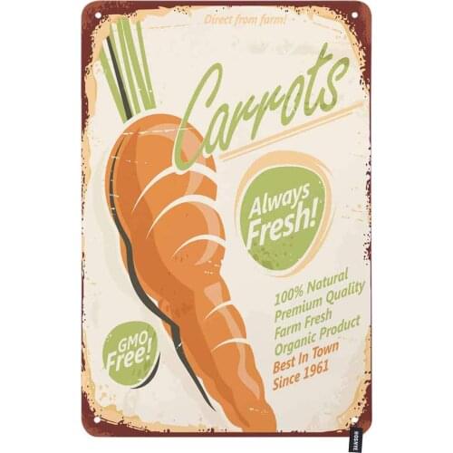 Fresh Carrots Tin Sign Vintage Poster Design with Juicy Vegetable Vintage Metal Tin Signs for Men Women Wall Art Decor