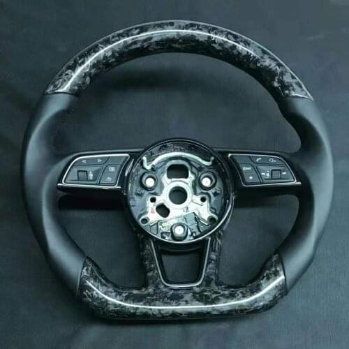 Cuatomized Real Carbon Fiber Sports Steering Wheel Perforated Leather Compatible for Audi A3 A4 A5 A6 2016-2021