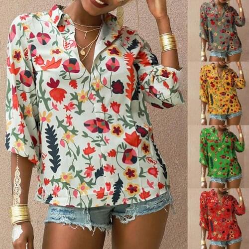 Autumn Chic Printed Blouse Office Lady Shirts Casual Harajuku Single-Breasted Blouse Women Elegant Long Sleeve Loose Tops Blusa