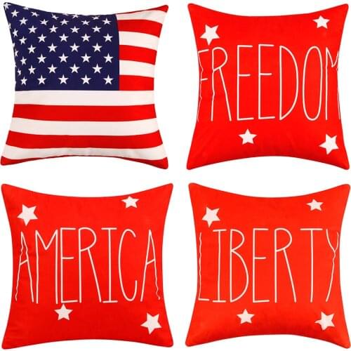 Patriotic Saying Throw Pillow Cover, Freedom America Liberty USA Flag Independence Memorial Day Cushion Case for Sofa Couch