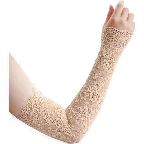 Summer Sunscreen Lace Arm Sleeve Women Arm Cover Fashion Classic UV Protection Ice Arm Cuffs Fingerless Driving Gloves