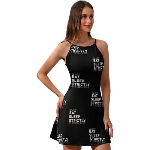 Sleep Dress Suspender Printed Daily Dresses Wholesale Women Polyester Elastic One-Piece Dress