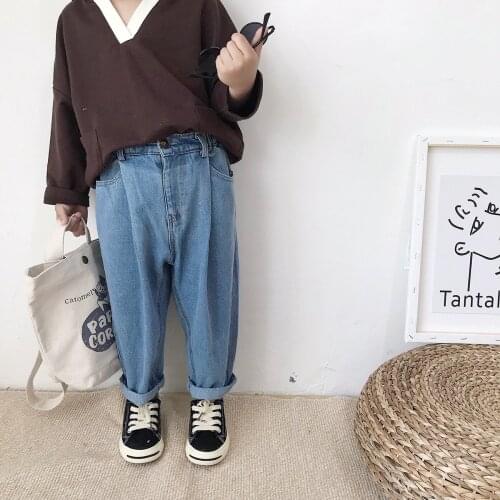2-6 Y Boys Pants Fashion Casual Denim Pants Elastic Waist Spring Autumn Trousers Kids Jeans for Boys Korean Loose Toddler Jeans