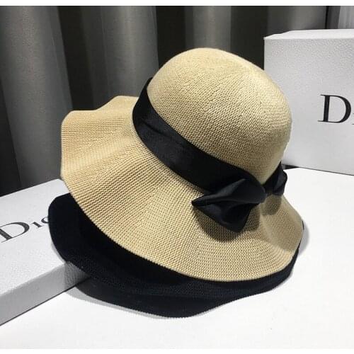 Small Bow Tie Straw Hat 2021 Summer Fashion New Korean Version Of The Wild Tide Hat Sunscreen Beach Hat