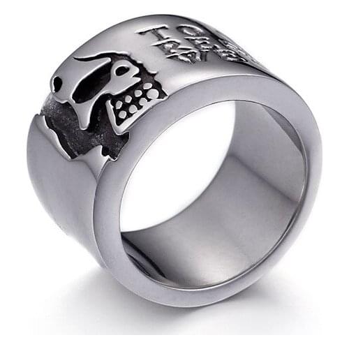 Domineering Pirates Mens Mens Ring Titanium Steel Single Personality Night Club Wide Ring Fashion Jewelry City Boys
