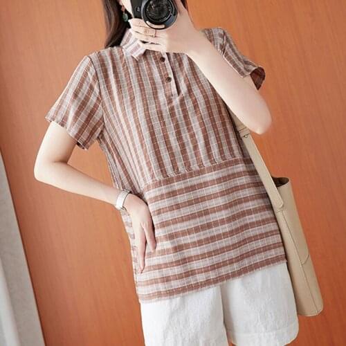 Plus Size Women Cotton Casual T-shirts New Arrival 2021 Summer Simple Style Vintage Embroidery Loose Female Tops Tees S3915