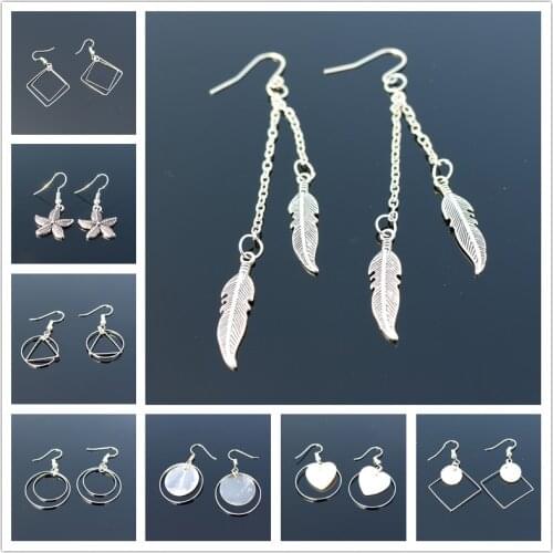 New Bohemia Vintage Geometry Triangle Square Circle Shell Heart Feather Leaf Wing Peace Drop Earrings for Women Tassel Jewelry