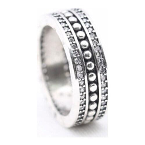 Authentic 925 Sterling Silver Original Double Crystal Ring With Clear Cubic Zirconia For Women Diy Jewelry