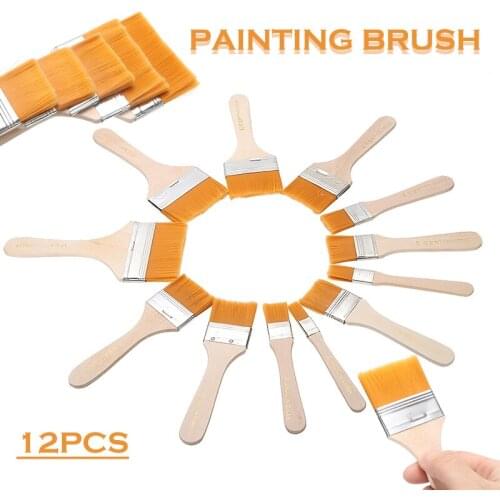12pcs/set New Wooden Painting Brushes Set Artist Acrylic Watercolor Paint Tool Home Tool Wall Decor Reusable Barbecue Brushes