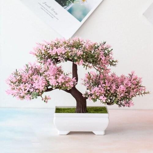 2021 Artificial Plants Pine Bonsai Small Tree Pot Plants Fake Flowers Potted Ornaments For Home Decoration Hotel Garden Decor