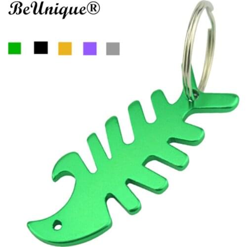 2021 Promotional Gifts Customization Aluminium Alloy Fishbone Bottle Opener key chain Animal shape Fish keyring Can cap Opener