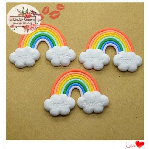 5PCS polymer clay hand made rainbow Flatback Cabochon Miniature Food Art Supply Decoration Charm DIY craft
