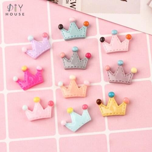 50Pcs Cute Small Crown Flat Back Resin Arts Color DIY Crafts Supplies Phone Shell Patch Arts Material Hair Accessories Kids Toys